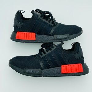 Adidas NMD R1 Core Black Solar Red Sneaker Sz 8
